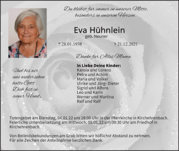 Anzeige von Eva Hühnlein von MGO