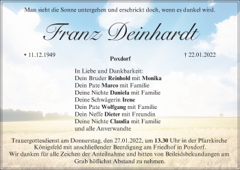 Anzeige von Franz Deinhardt von MGO