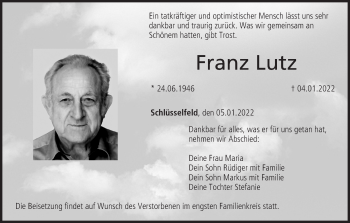 Anzeige von Franz Lutz von MGO