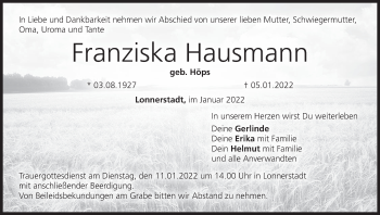 Anzeige von Franziska Hausmann von MGO