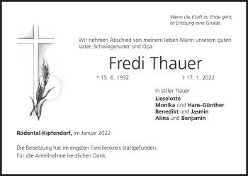 Anzeige von Fredi Thauer von MGO