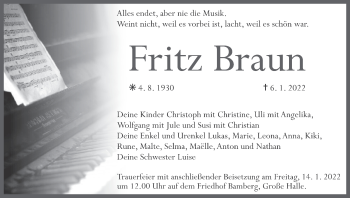 Anzeige von Fritz Braun von MGO