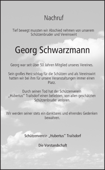 Anzeige von Georg Schwarzmann von MGO