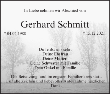 Anzeige von Gerhard Schmitt von MGO