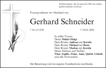 Anzeige von Gerhard Schneider von MGO