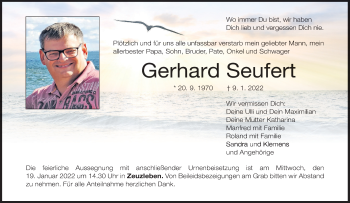 Anzeige von Gerhard Seufert von MGO