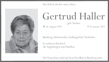 Anzeige von Gertrud Haller von MGO