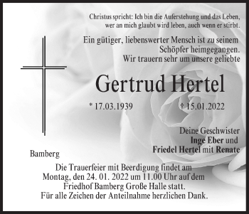 Anzeige von Gertrud Hertel von MGO