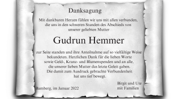 Anzeige von Gudrun Hemmer von MGO