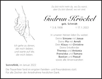 Anzeige von Gudrun Kröckel von MGO