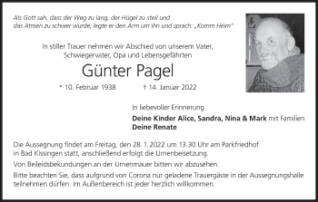 Anzeige von Günter Pagel von MGO