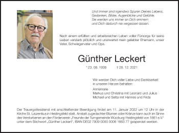 Anzeige von Günther Leckert von MGO