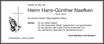 Anzeige von Hans-Günther Naefken von MGO