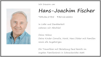 Anzeige von Hans-Joachim Fischer von MGO