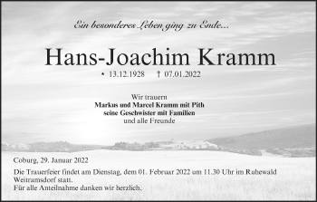 Anzeige von Hans-Joachim Kramm von MGO