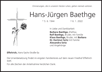 Anzeige von Hans-Jürgen Baethge von MGO