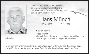 Anzeige von Hans Münch von MGO