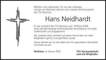 Anzeige von Hans Neidhardt von MGO