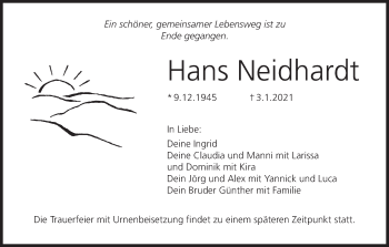 Anzeige von Hans Neidhardt von MGO