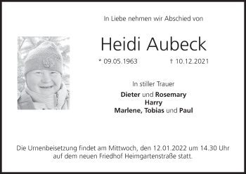 Anzeige von Heidi Aubeck von MGO
