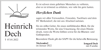 Anzeige von Heinrich Dech von MGO