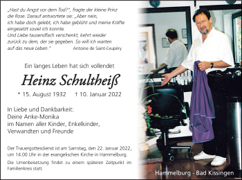 Anzeige von Heinz Schultheiß von MGO