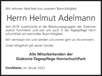 Anzeige von Helmut Adelmann von MGO