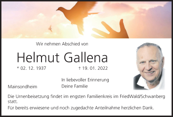 Anzeige von Helmut Gallena von MGO
