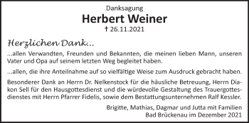 Anzeige von Herbert Weiner von MGO