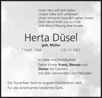 Anzeige von Herta Düsel von MGO