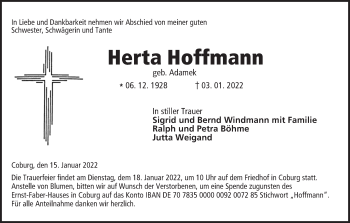 Anzeige von Herta Hoffmann von MGO