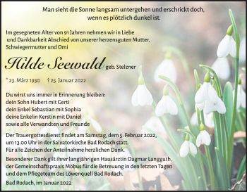Anzeige von Hilde Seewald von MGO