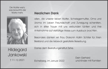 Anzeige von Hildegard Jankowski von MGO