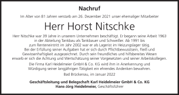 Anzeige von Horst Nitschke von MGO