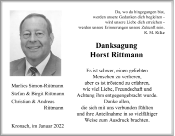 Anzeige von Horst Rittmann von MGO