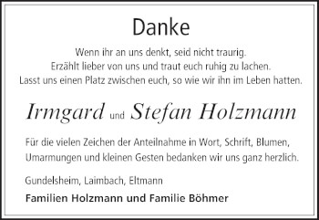 Anzeige von Irmgard Holzmann von MGO