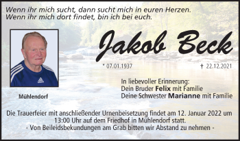 Anzeige von Jakob Beck von MGO
