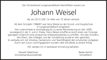 Anzeige von Johann Weisel von MGO