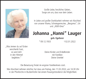 Anzeige von Johanna Lauger von MGO