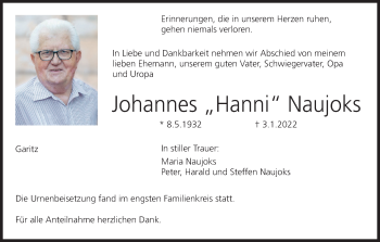 Anzeige von Johannes Naujoks von MGO