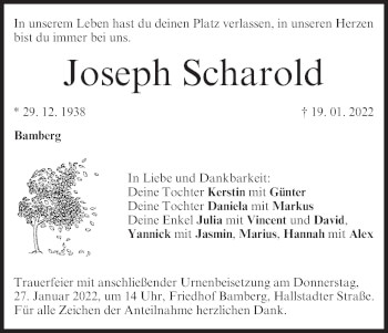 Anzeige von Joseph Scharold von MGO