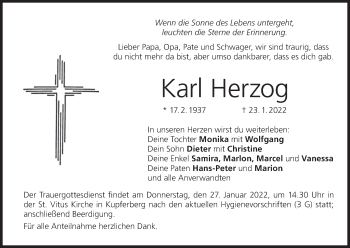 Anzeige von Karl Herzog von MGO