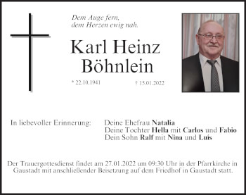 Anzeige von Karl Heinz Böhnlein von MGO