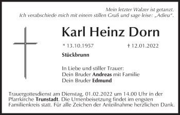 Anzeige von Karl Heinz Dorn von MGO
