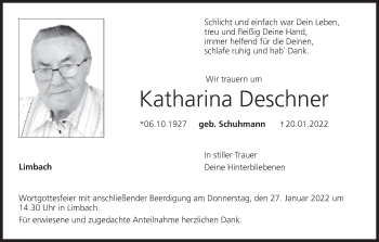 Anzeige von Katharina Deschner von MGO