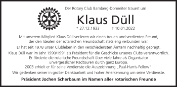 Anzeige von Klaus Düll von MGO