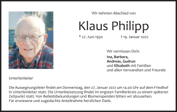 Anzeige von Klaus Philipp von MGO