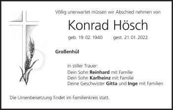 Anzeige von Konrad Hösch von MGO
