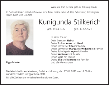 Anzeige von Kunigunda Stilkerich von MGO