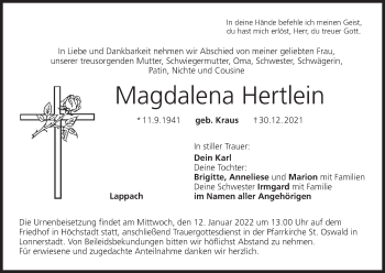 Anzeige von Magdalena Hertlein von MGO